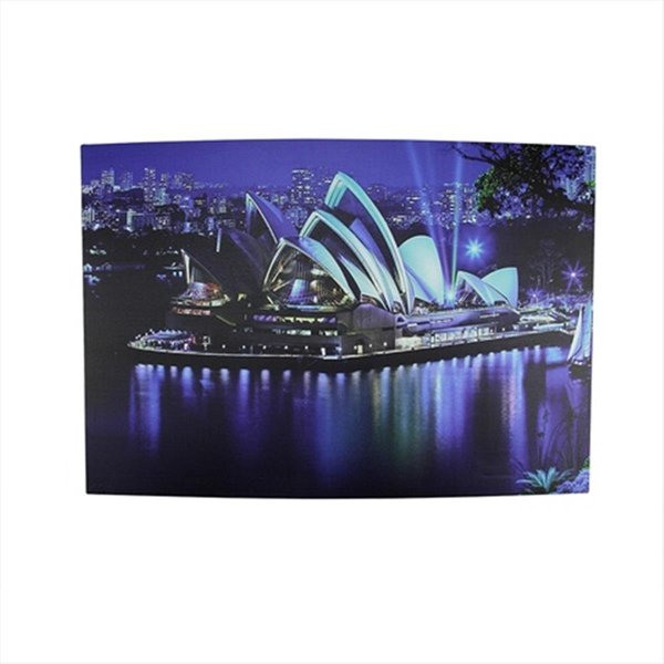 Back2Basics 23.75 in. Battery Operated 8 LED Lighted Sydney Opera House Scene Canvas Wall Hanging BA72786